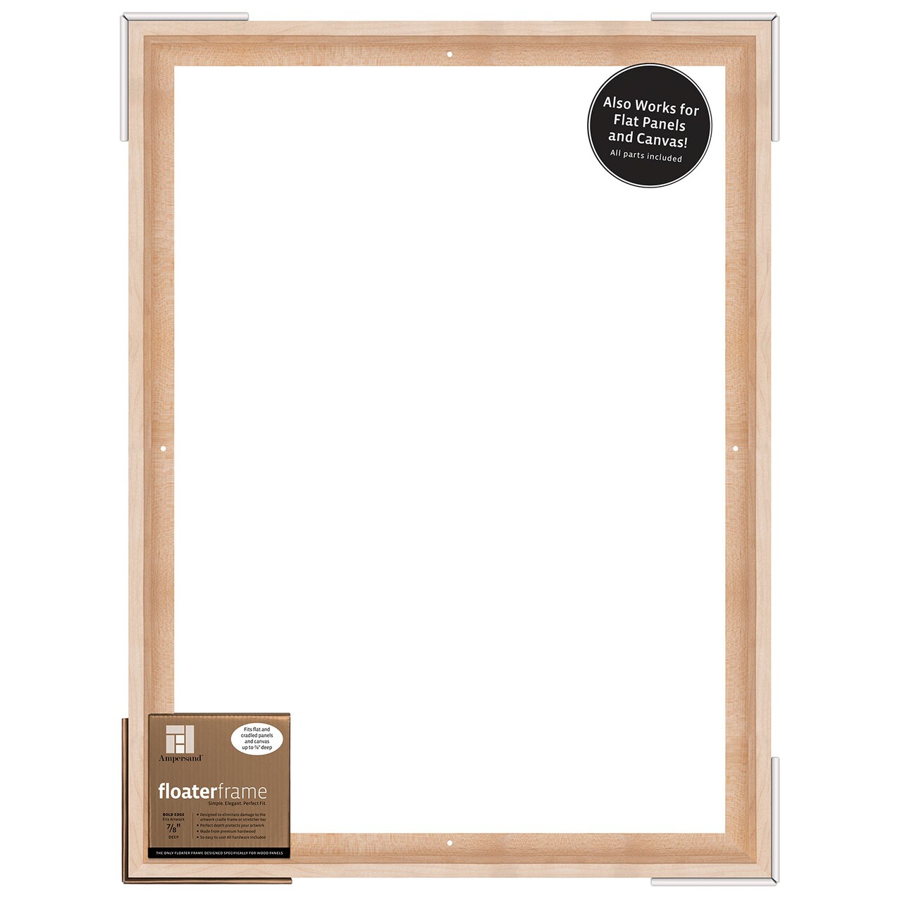 Ampersand Art Floaterframe, Bold Edge, 7/8" Depth, 18" x 24", Maple
